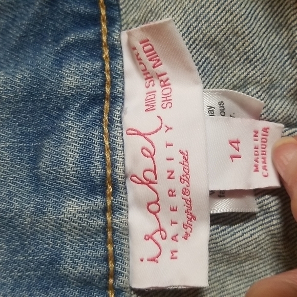 INGRID & Isabel Maternity Denim Shorts Light Wash Size 14 - Picture 10 of 12